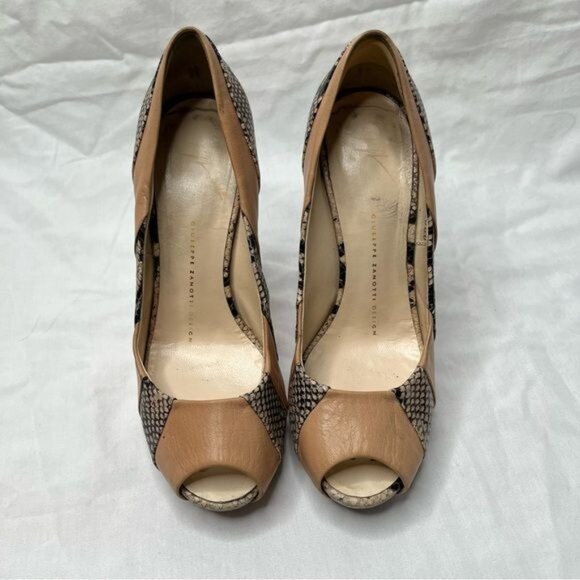 Giuseppe Zanotti Design Peep Toe High Heel Pumps Size 37 Snake Print leather - Picture 8 of 15